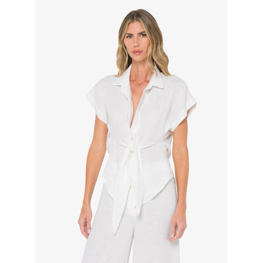 JBQ Linen Pippa Front Tie Top XL